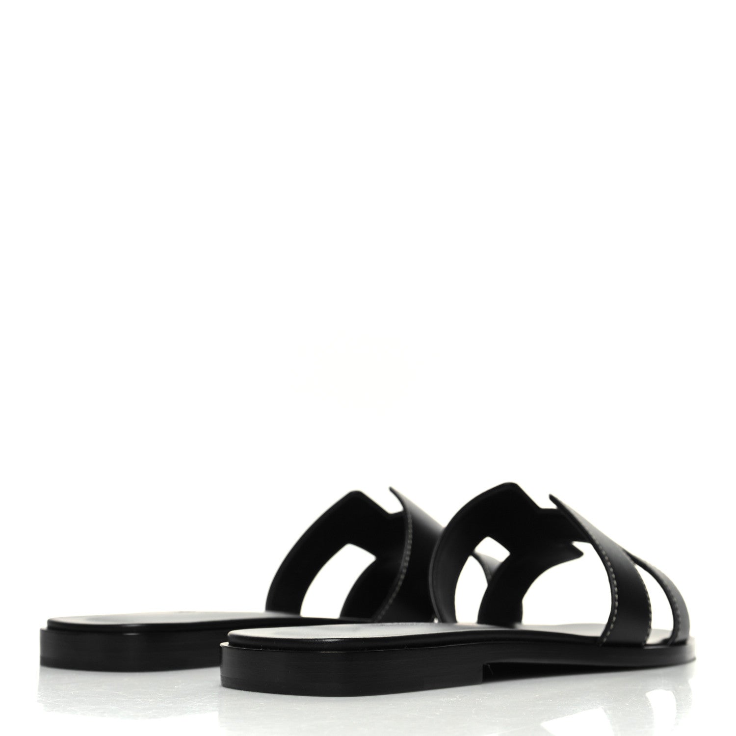 Hermes Box Calfskin Oran Sandals 38 Black 4 of 8