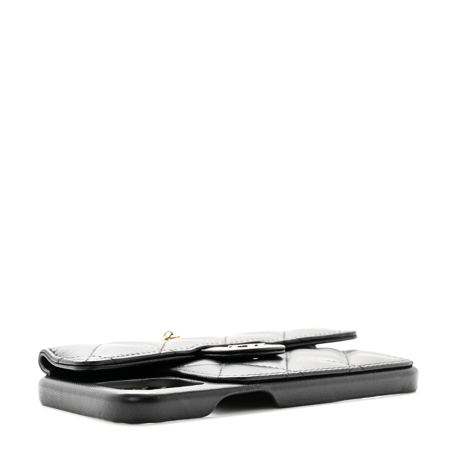 Chanel Lambskin Quilted Pearl Crush iPhone XII Pro Holder With Chain Black 4 of 11