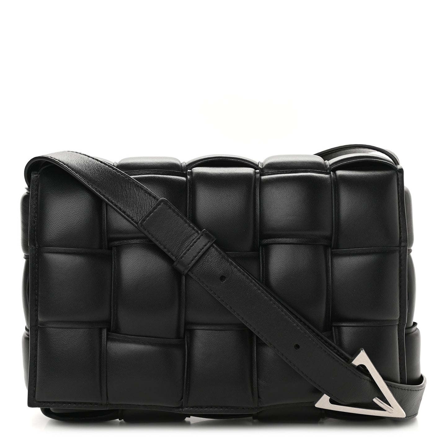 Nappa Maxi Intreccio Padded Cassette Crossbody Bag Black