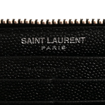 Saint Laurent Grain De Poudre Matelasse Chevron Monogram Zip Around Wallet Black 6 of 11