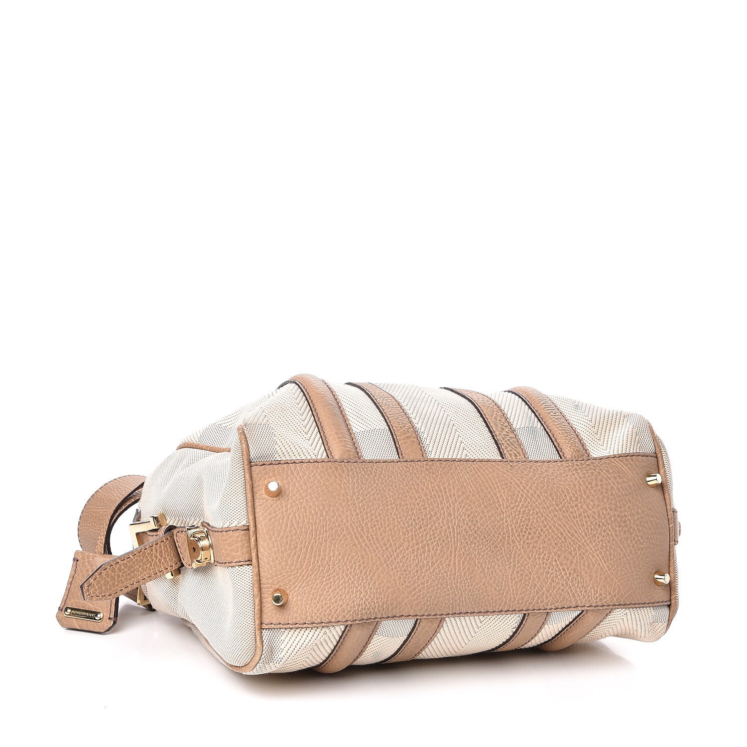 Burberry Grainy Calfskin Canvas Nevinson Bowling Bag Beige 4 of 14