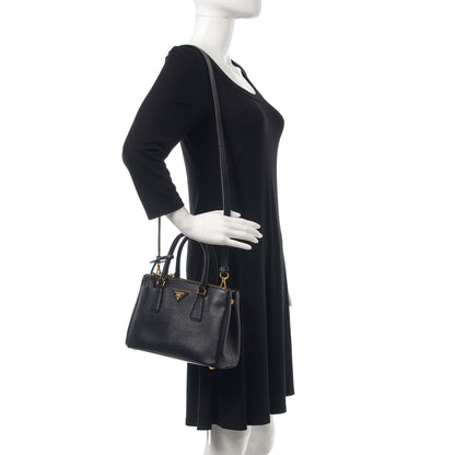 Prada Saffiano Mini Galleria Double Zip Tote Black 2 of 12