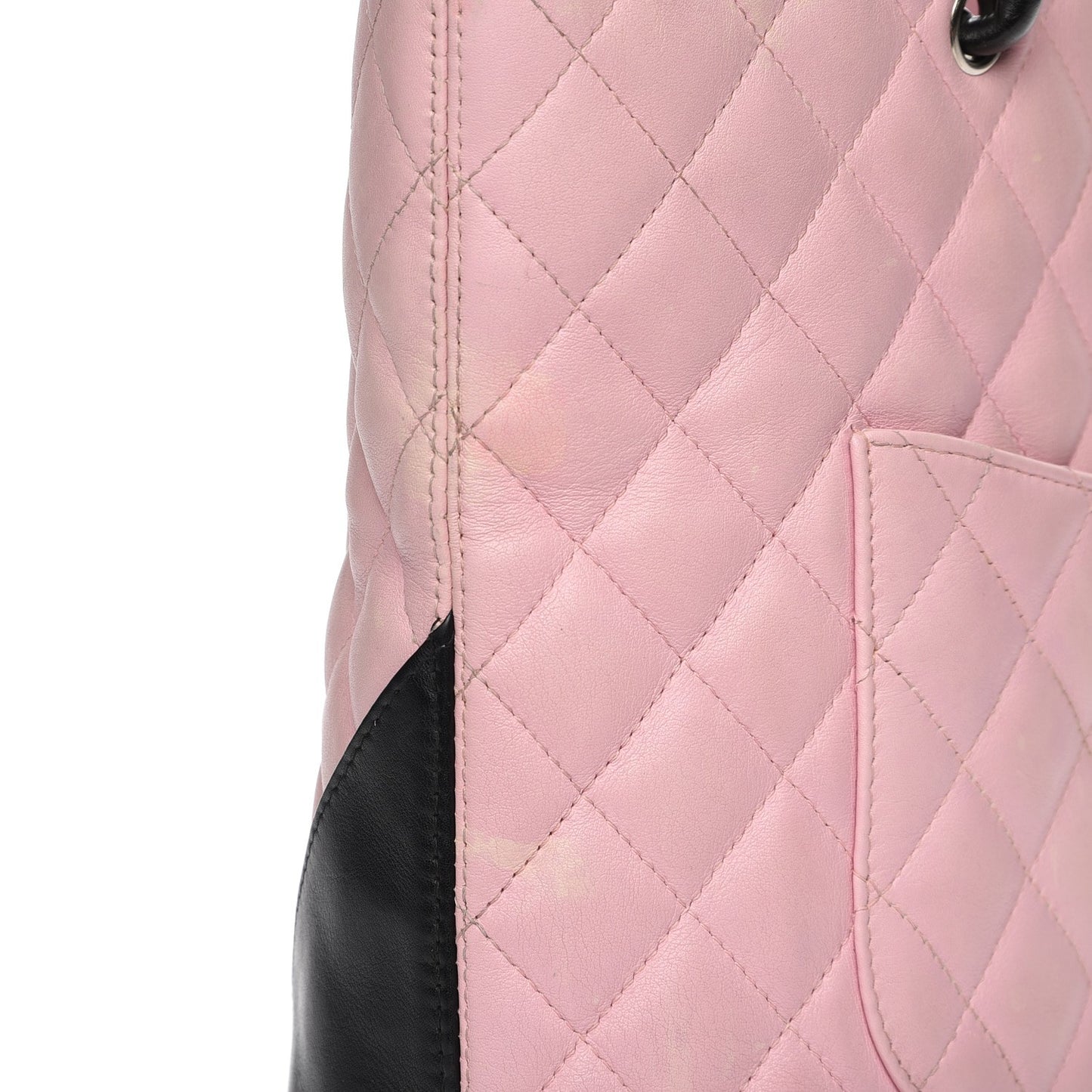 Calfskin Quilted Medium Cambon Tote Pink Black