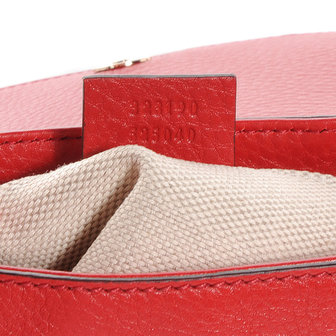 Pebbled Calfskin Small Soho Flap Crossbody Red