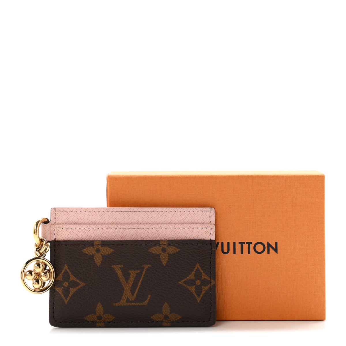 Monogram LV Charms Card Holder Rose Ballerine