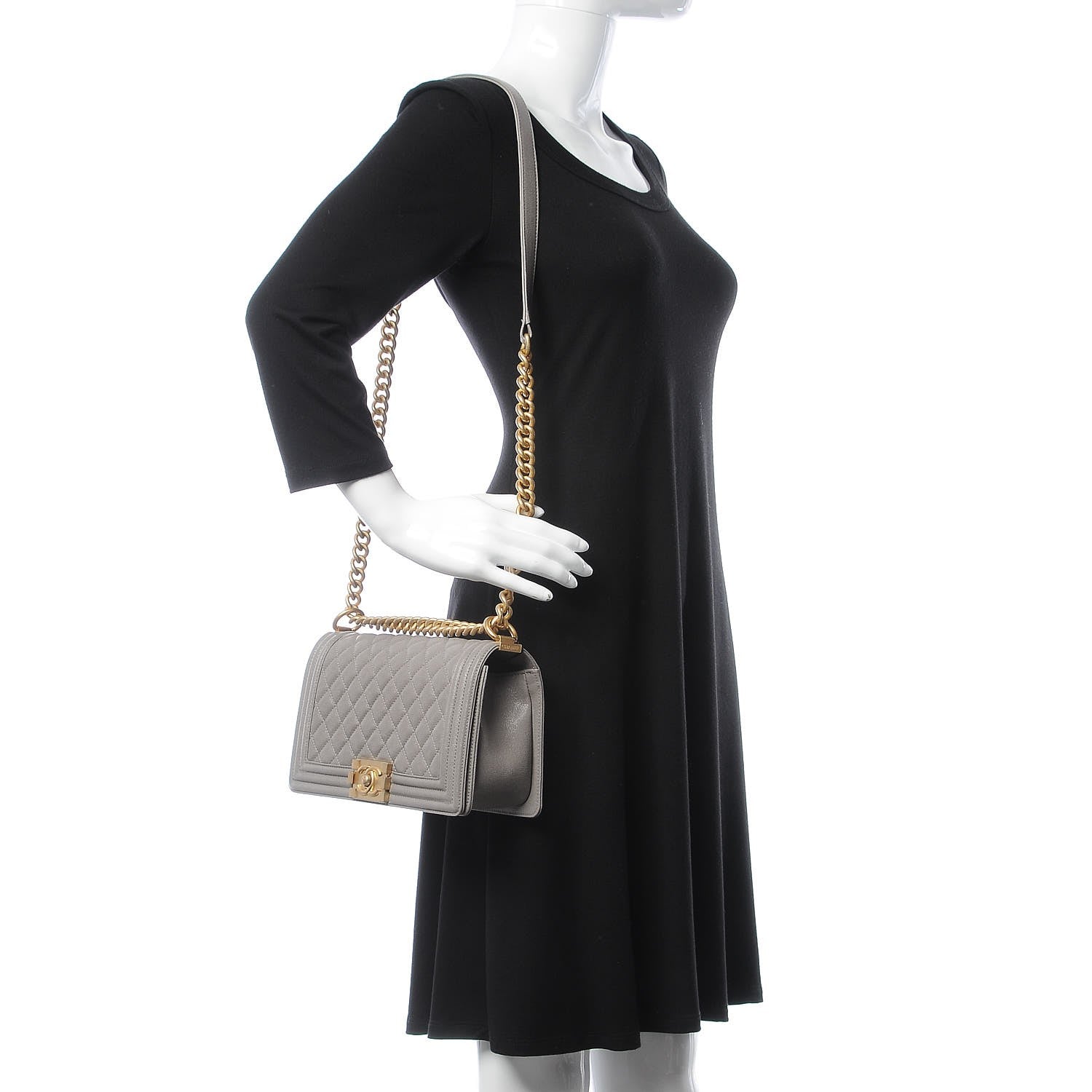Chanel Caviar Quilted Medium Boy Flap Grey 2 of 7