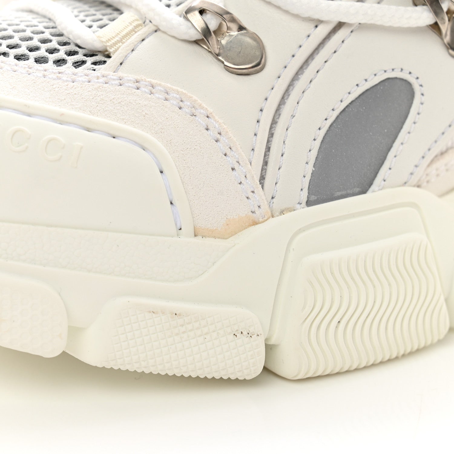 Gucci X SEGA Mesh Calfskin Suede Removable Crystals Womens Flashtrek Sneakers 38.5 Great White 8 of 14