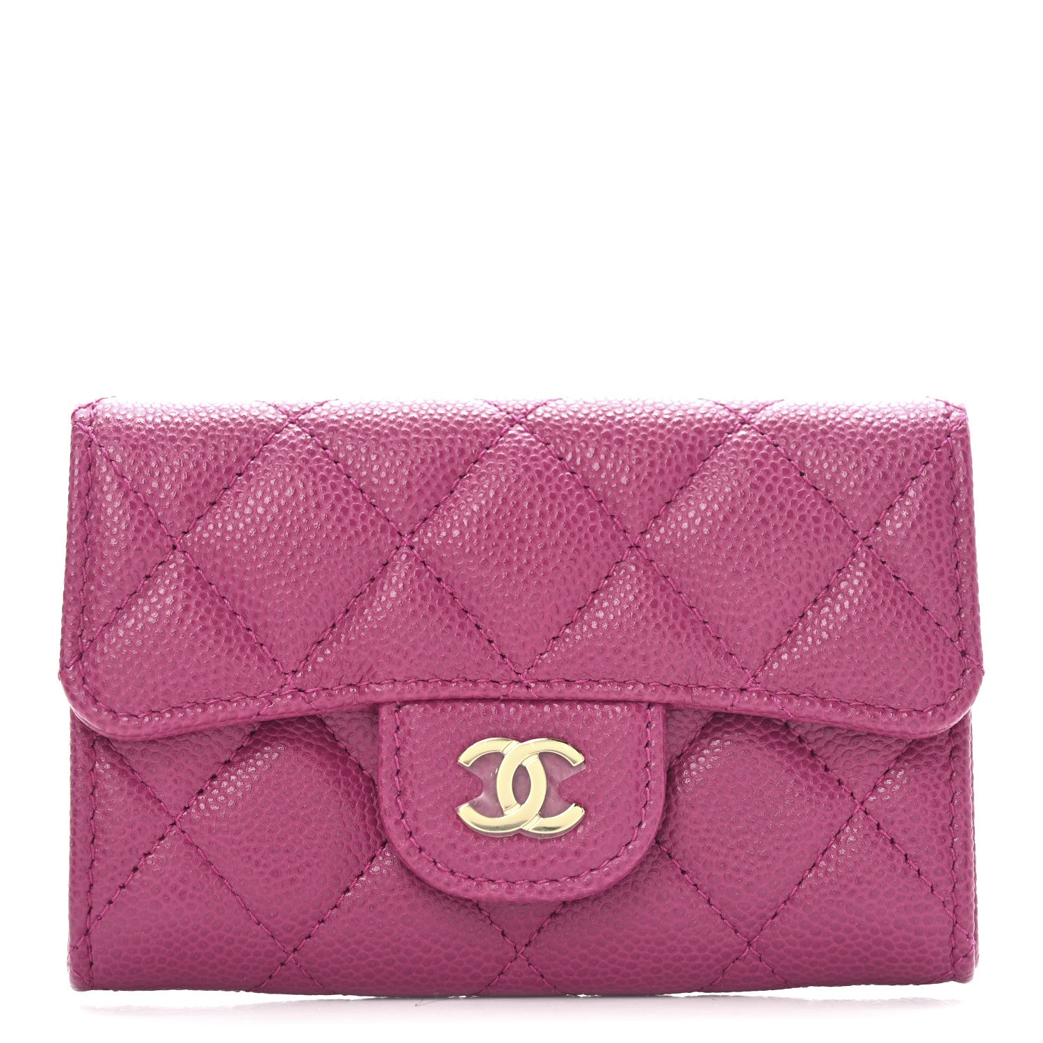 Chanel Caviar Quilted Flap Card Holder Wallet Fuchsia 7 of 10
