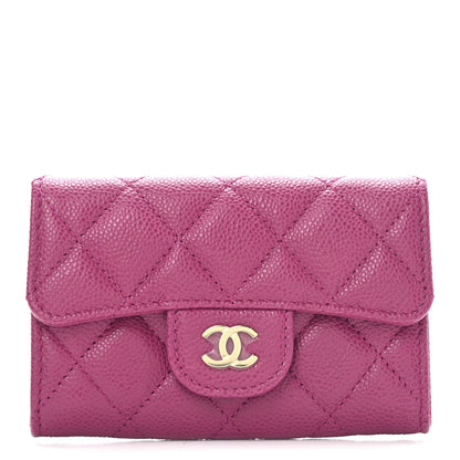 Chanel Caviar Quilted Flap Card Holder Wallet Fuchsia 7 of 10