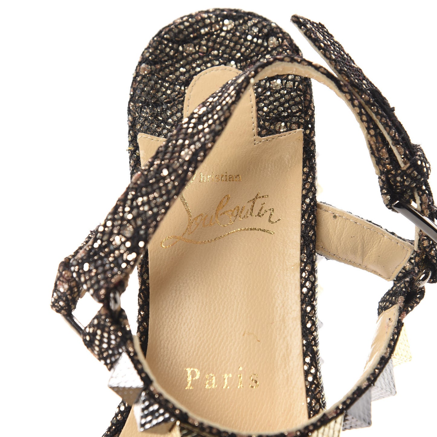 Specchio Vintage Pyraclou 60 Platform Sandals 38 Black Gold