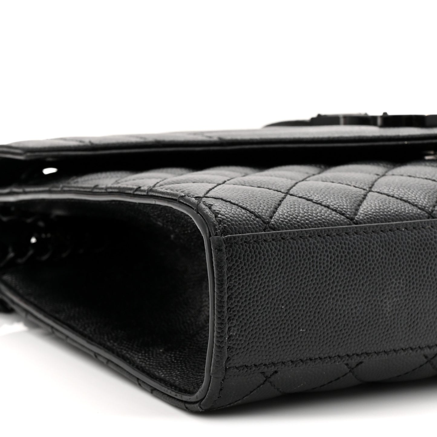 Grain De Poudre Textured Mixed Matelasse Triquilt Medium Monogram Monochrome Satchel Black