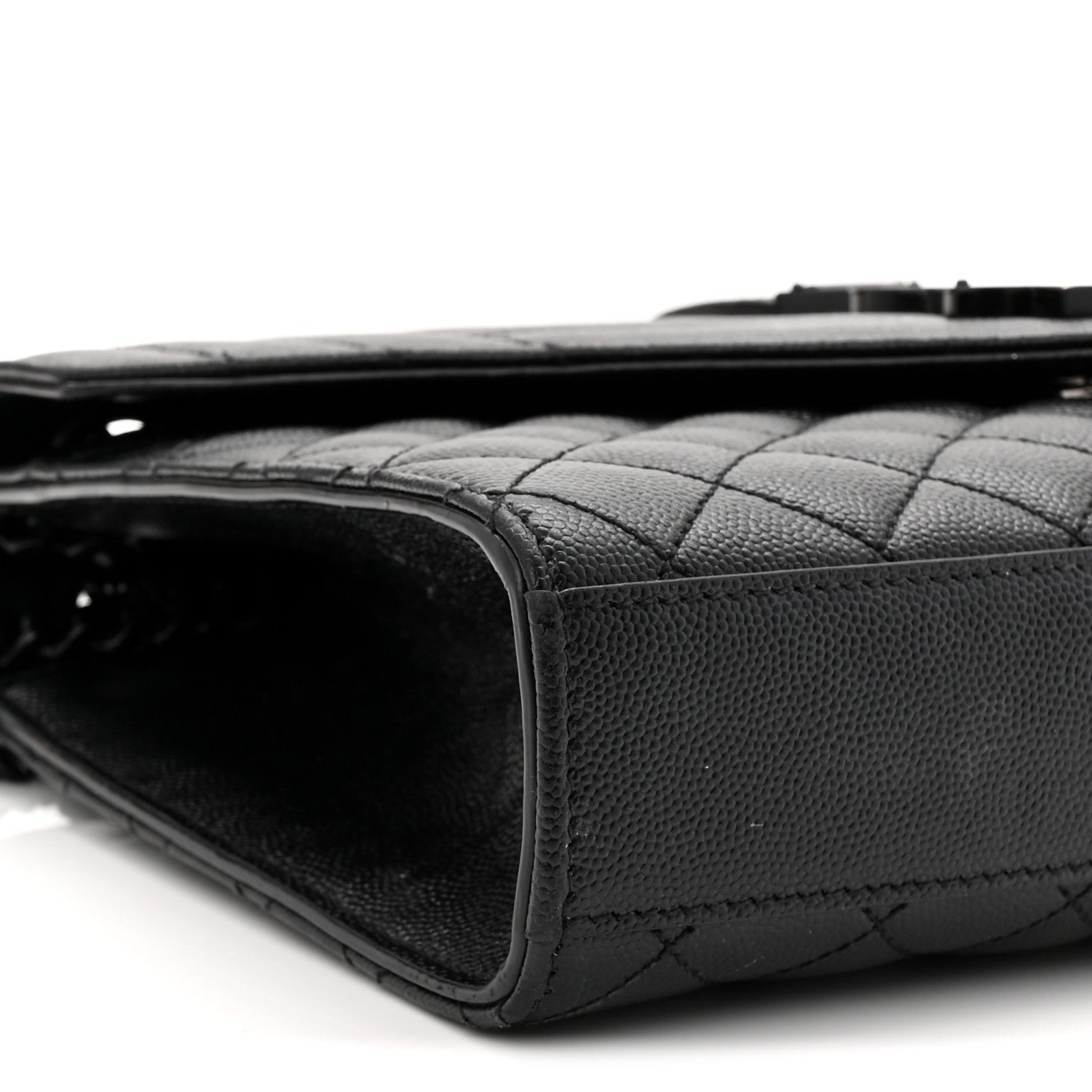 Saint Laurent Grain De Poudre Textured Mixed Matelasse Triquilt Medium Monogram Monochrome Satchel Black 9 of 11