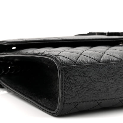 Saint Laurent Grain De Poudre Textured Mixed Matelasse Triquilt Medium Monogram Monochrome Satchel Black 9 of 11