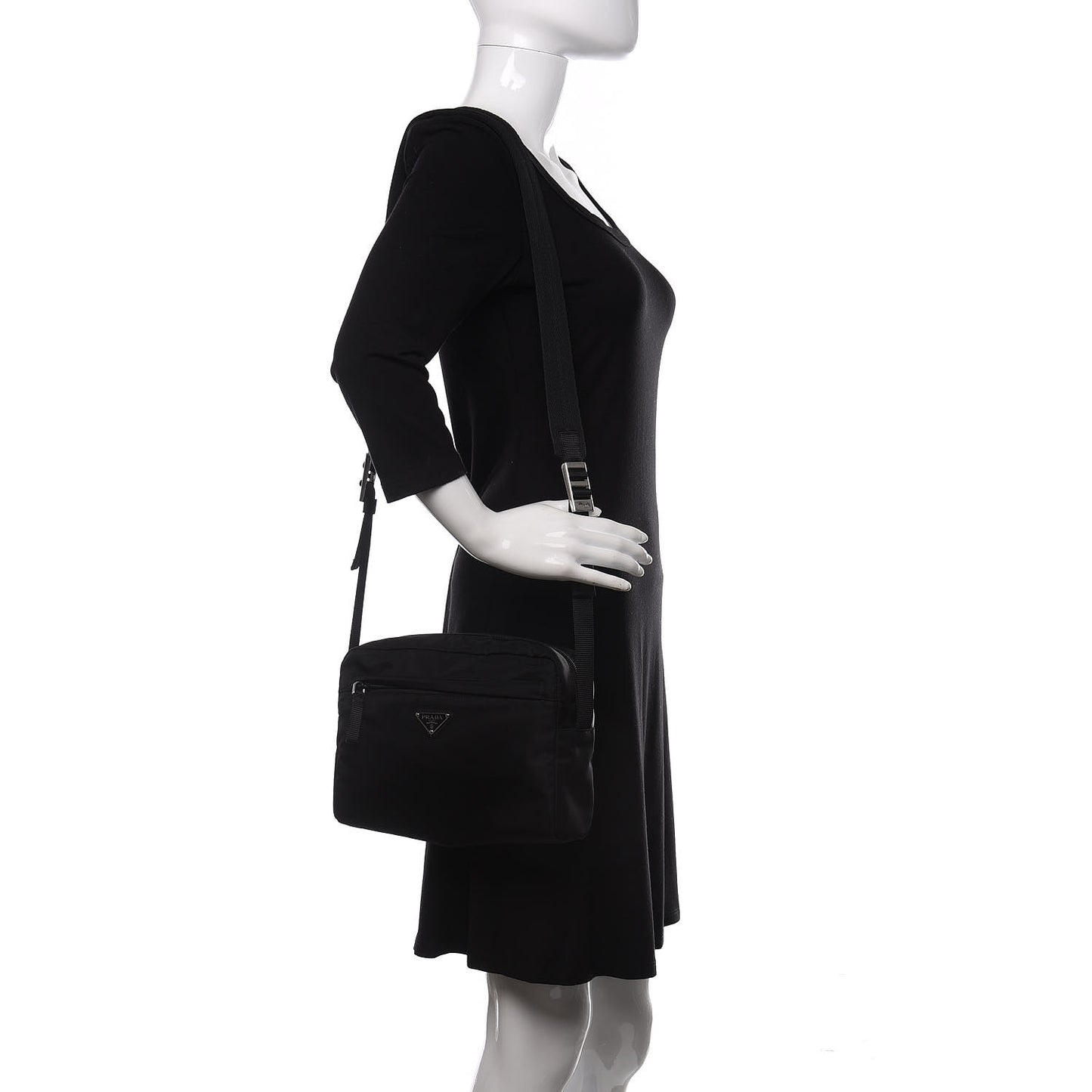 Nylon Tessuto Messenger Bag Black