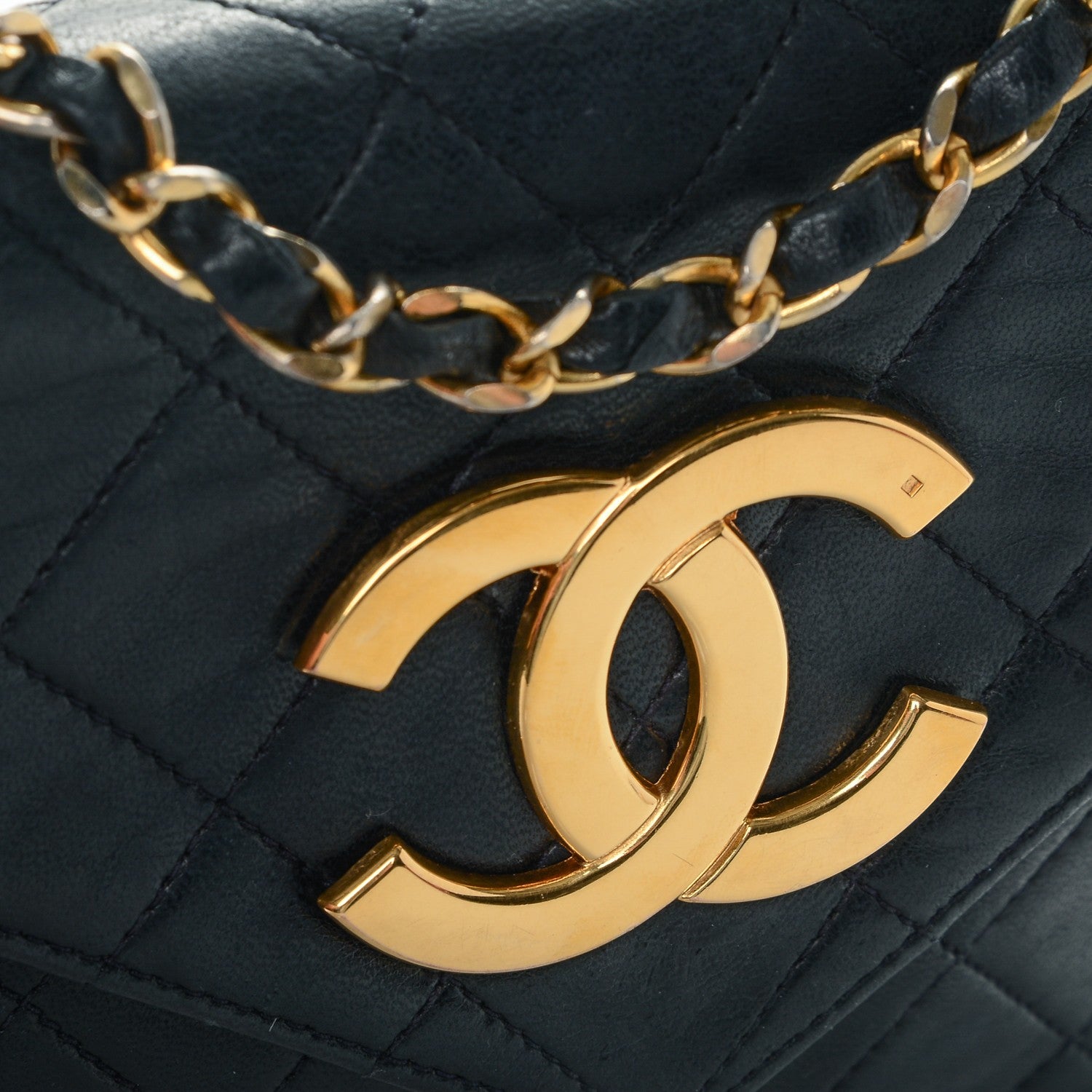 Chanel Lambskin Quilted Small Single Flap Navy 5 of 10