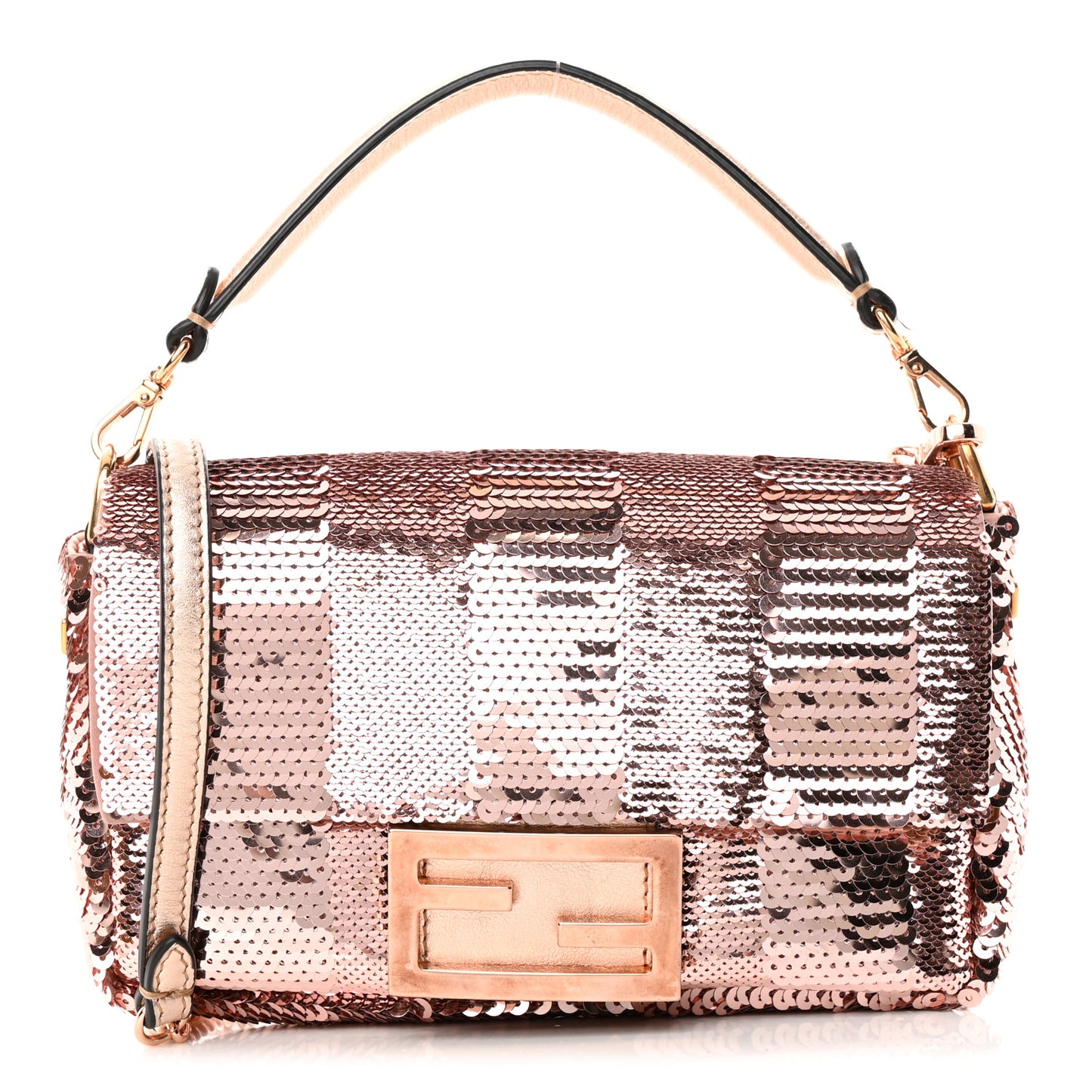 Sequin Metallic Nappa Pequin Mini Baguette Rame