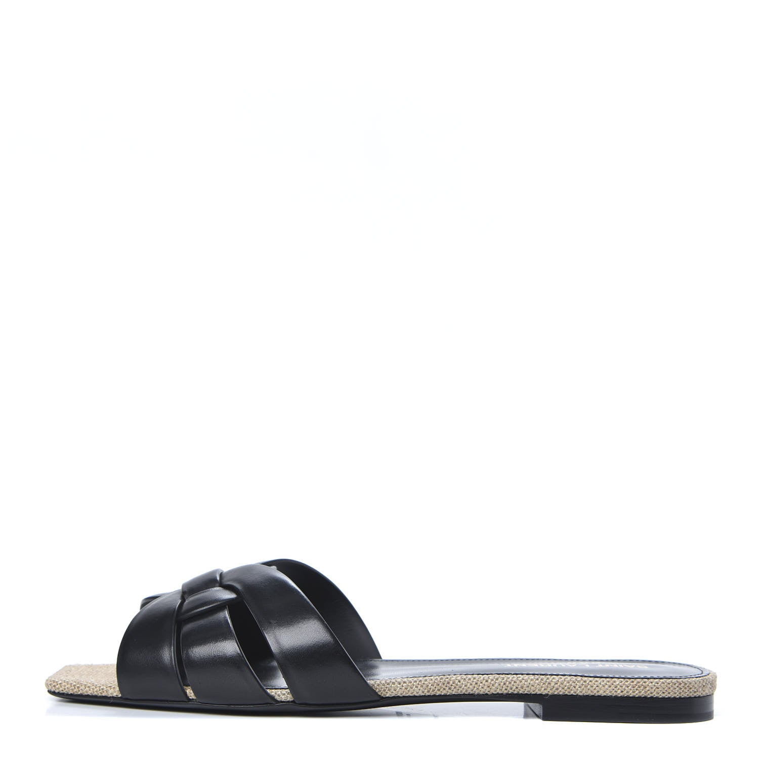 Saint Laurent Calfskin Nu Pied 05 Slide Sandals 38.5 Black 1 of 9