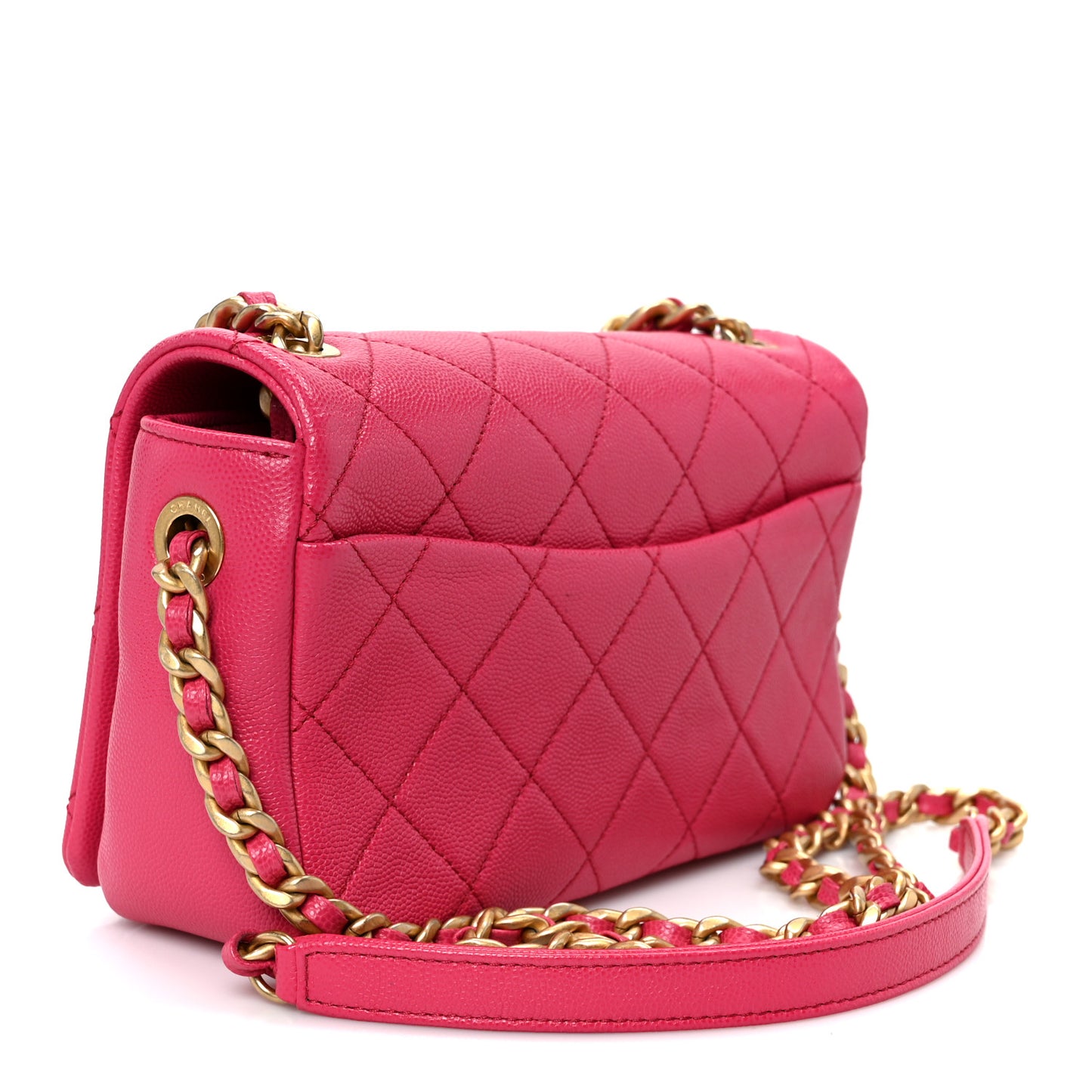 Caviar Quilted Small Fashion Therapy Flap Bag Dark Pink
