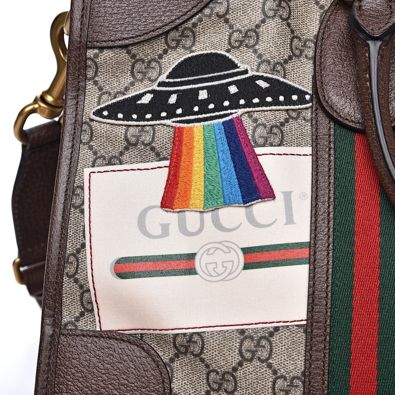 Gucci Soft GG Supreme Monogram Courrier Medium Duffle Bag Beige New Acero Multicolor 13 of 14
