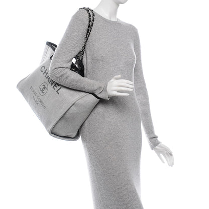 Chanel Canvas Large Deauville Tote Grey 2 of 8