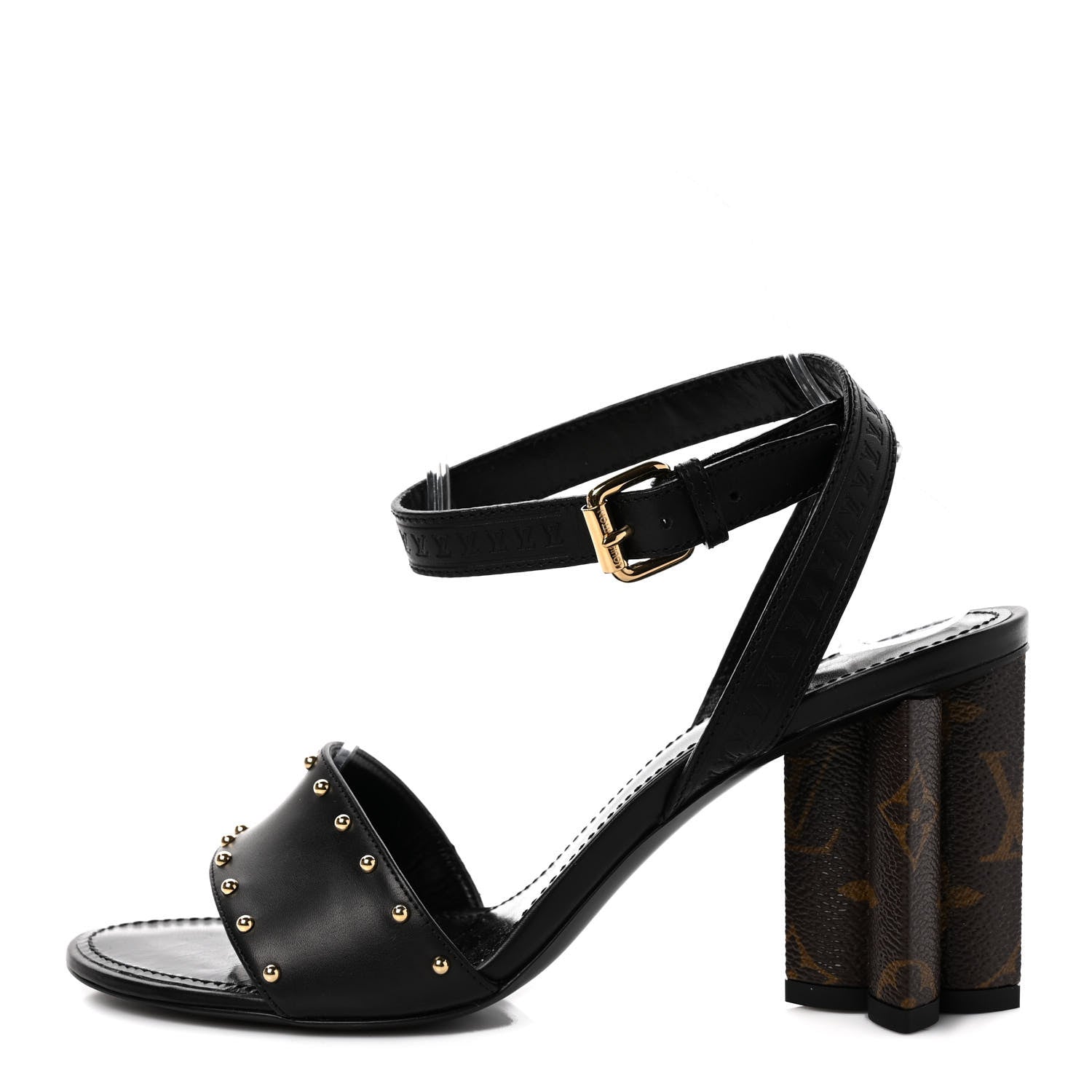 Louis Vuitton Calfskin Monogram Silhouette Sandals 38 Black 1 of 7