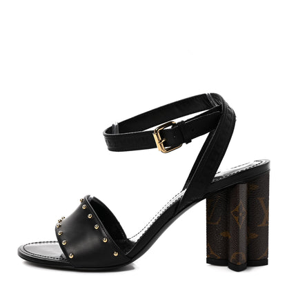 Louis Vuitton Calfskin Monogram Silhouette Sandals 38 Black 1 of 7