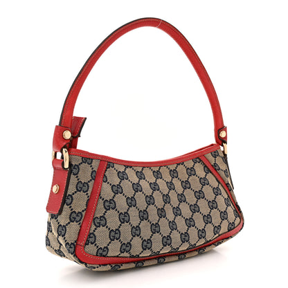 Gucci Monogram D Ring Abbey Pochette Navy Red 3 of 14