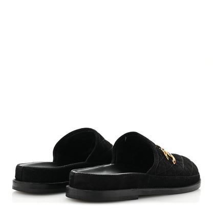 Chanel Suede Stitched Resin CC Mules 38.5 Black 5 of 10