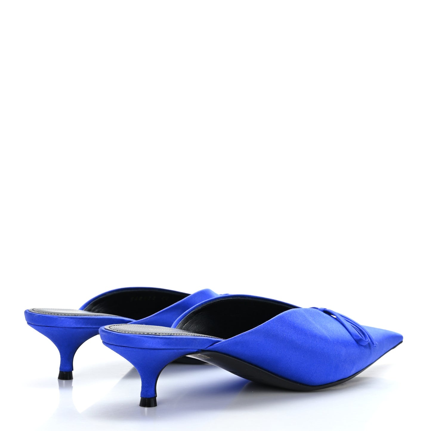 Satin Pointed Toe Knife 40mm Mules 40 Blue