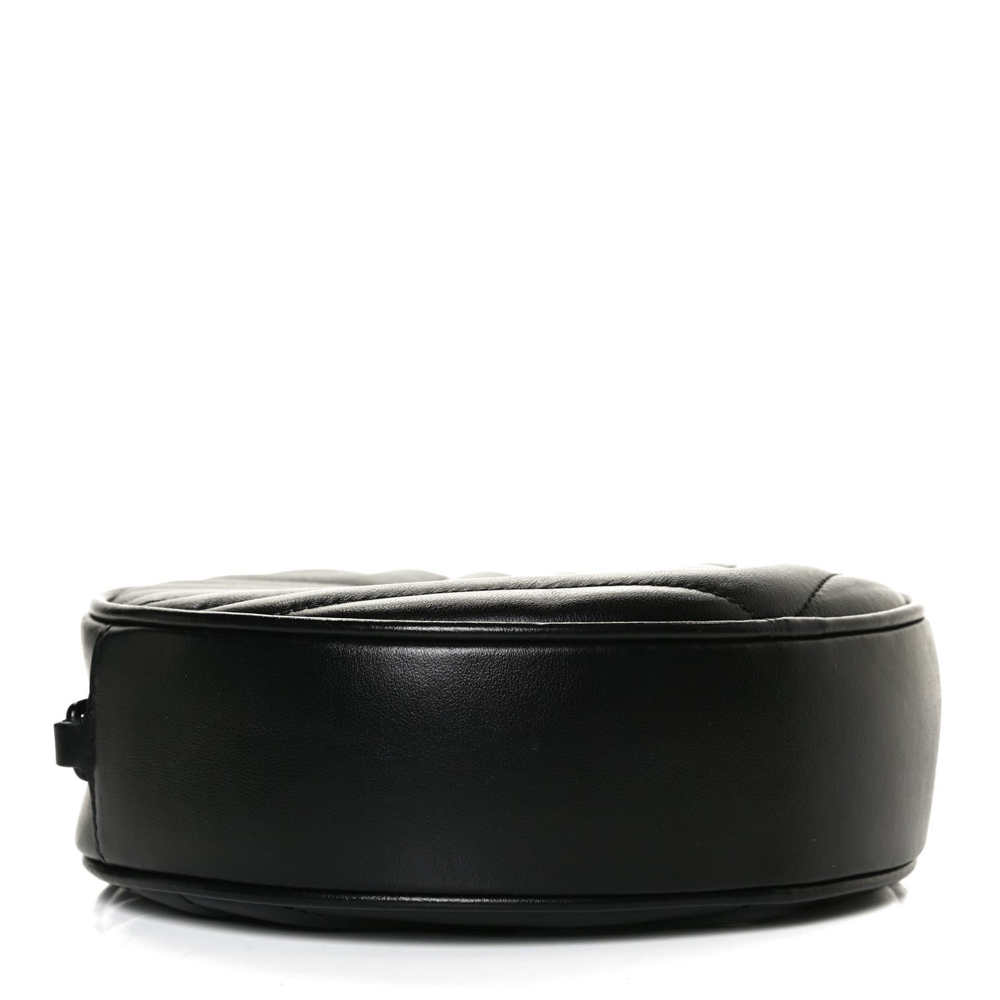 Calfskin Matelasse Chevron Round Vinyle Camera Bag Black