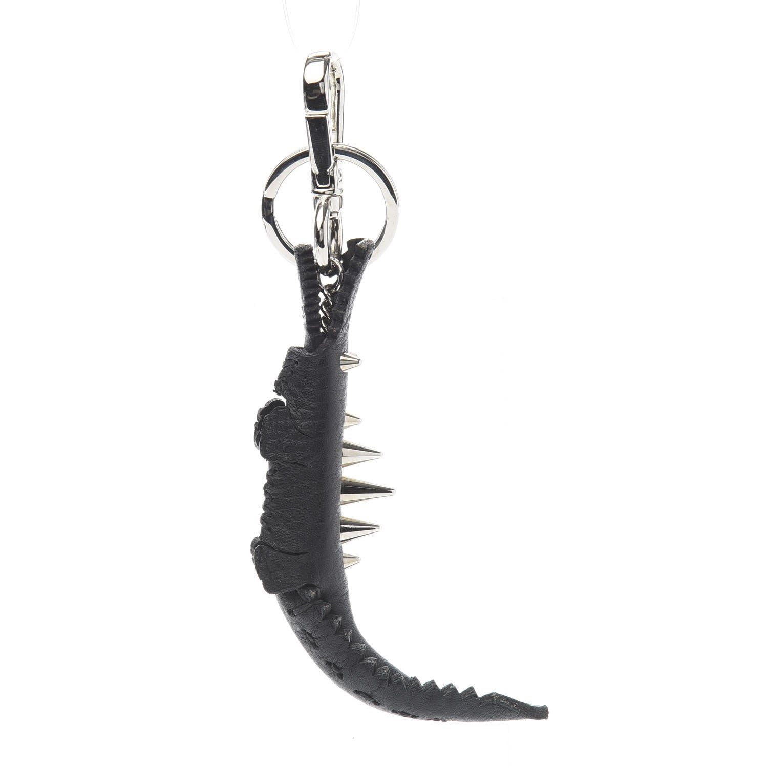 Fendi Calfskin Gator Charm Key Fob Black 3 of 6