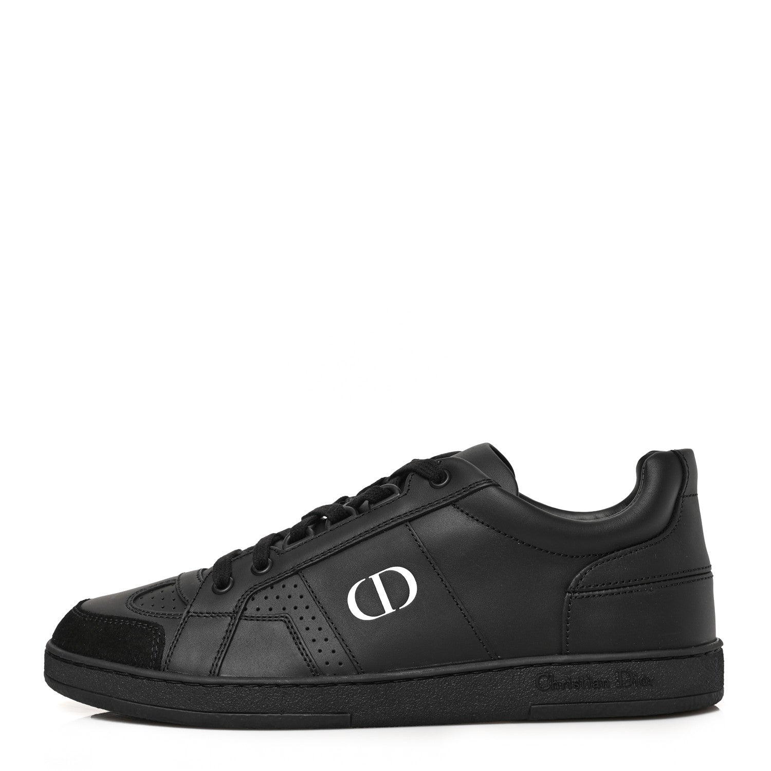 Christian Dior Calfskin Suede Logo Sneakers 38.5 Black 1 of 8