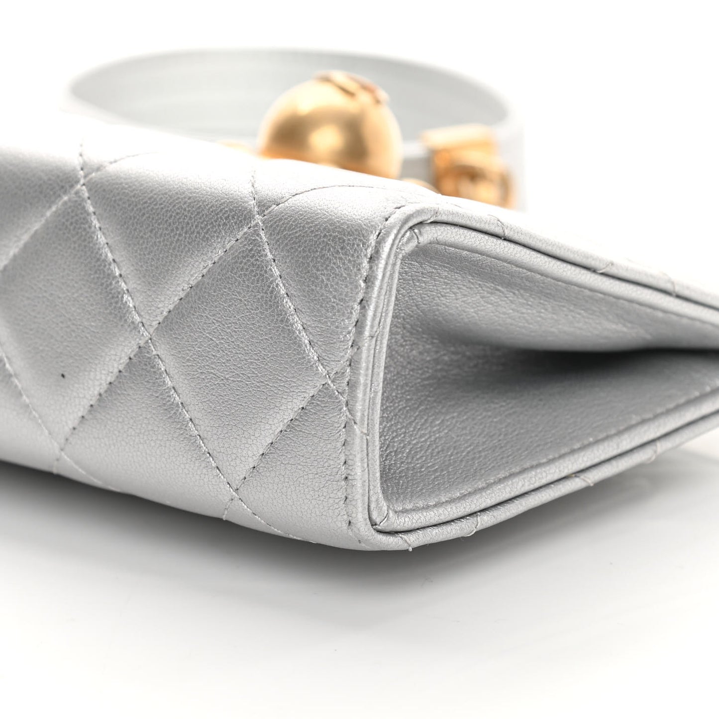 Metallic Calfskin Quilted Evening By The Sea Clutch Silver