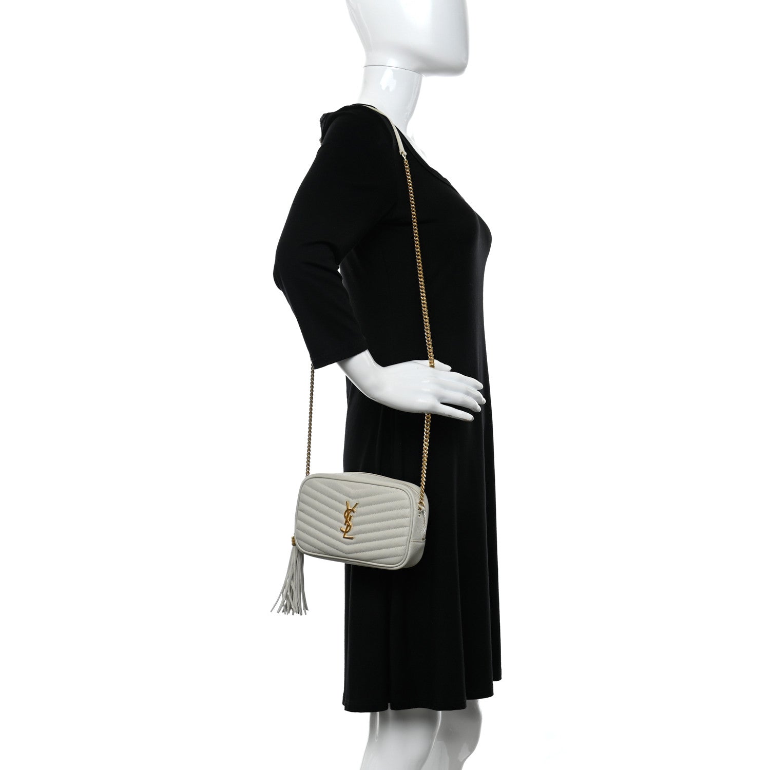 Saint Laurent Grain De Poudre Matelasse Monogram Mini Lou Camera Bag Crema Soft 2 of 10