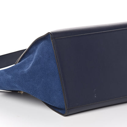 Celine Drummed Calfskin Suede Medium Trapeze Ocean Blue 7 of 9