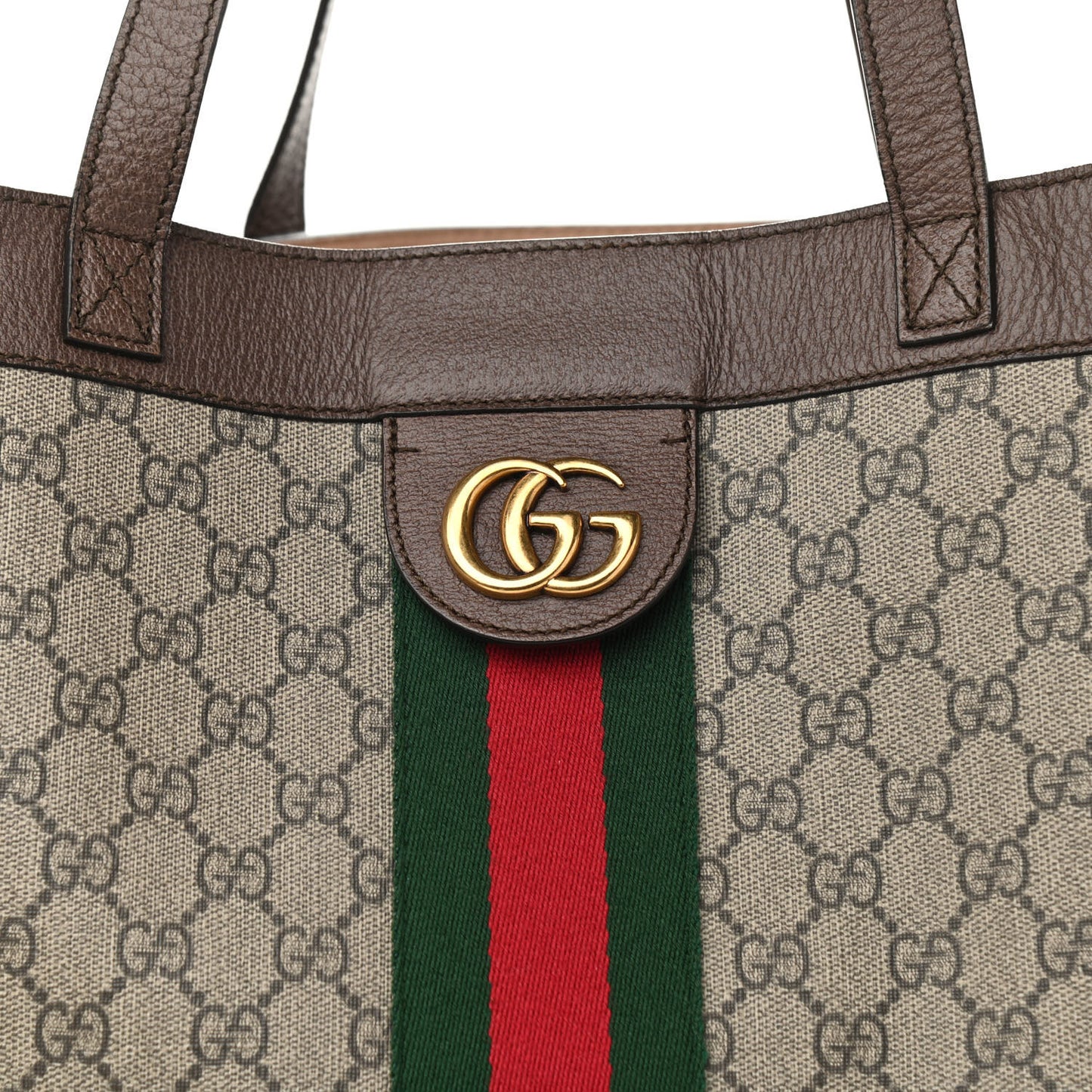 GG Supreme Monogram Web Ophidia Tote Brown