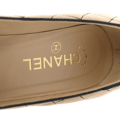Chanel Suede Quilted Cap Toe Pumps 40 Beige Black 8 of 12