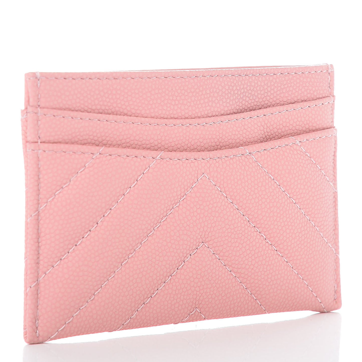 Caviar Chevron Quilted Card Holder Pink