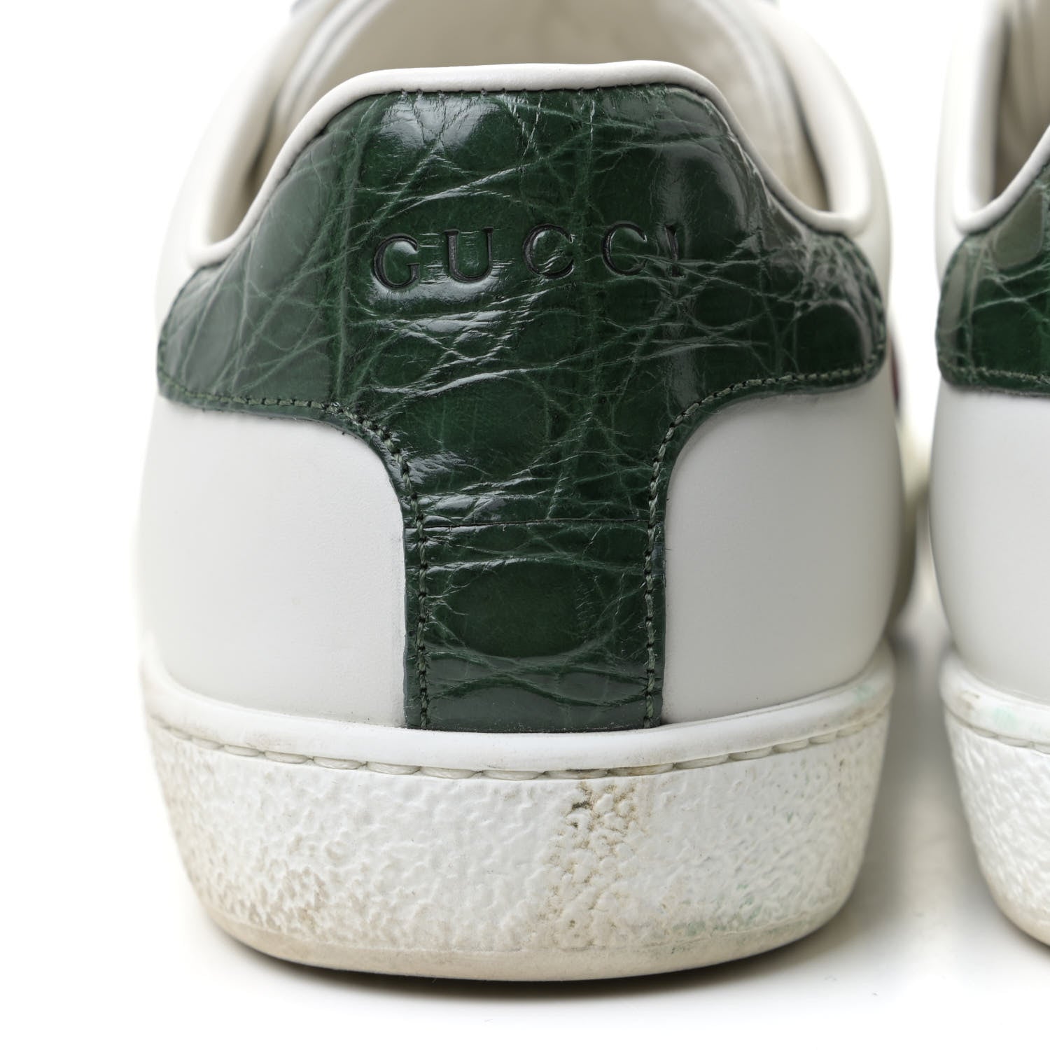 Gucci Calfskin Crocodile Web Womens Ace Sneakers 38 White Green 18 of 18