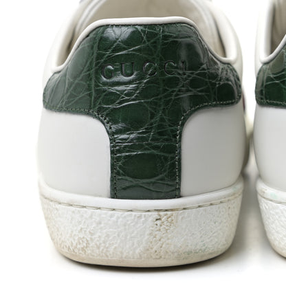 Gucci Calfskin Crocodile Web Womens Ace Sneakers 38 White Green 18 of 18
