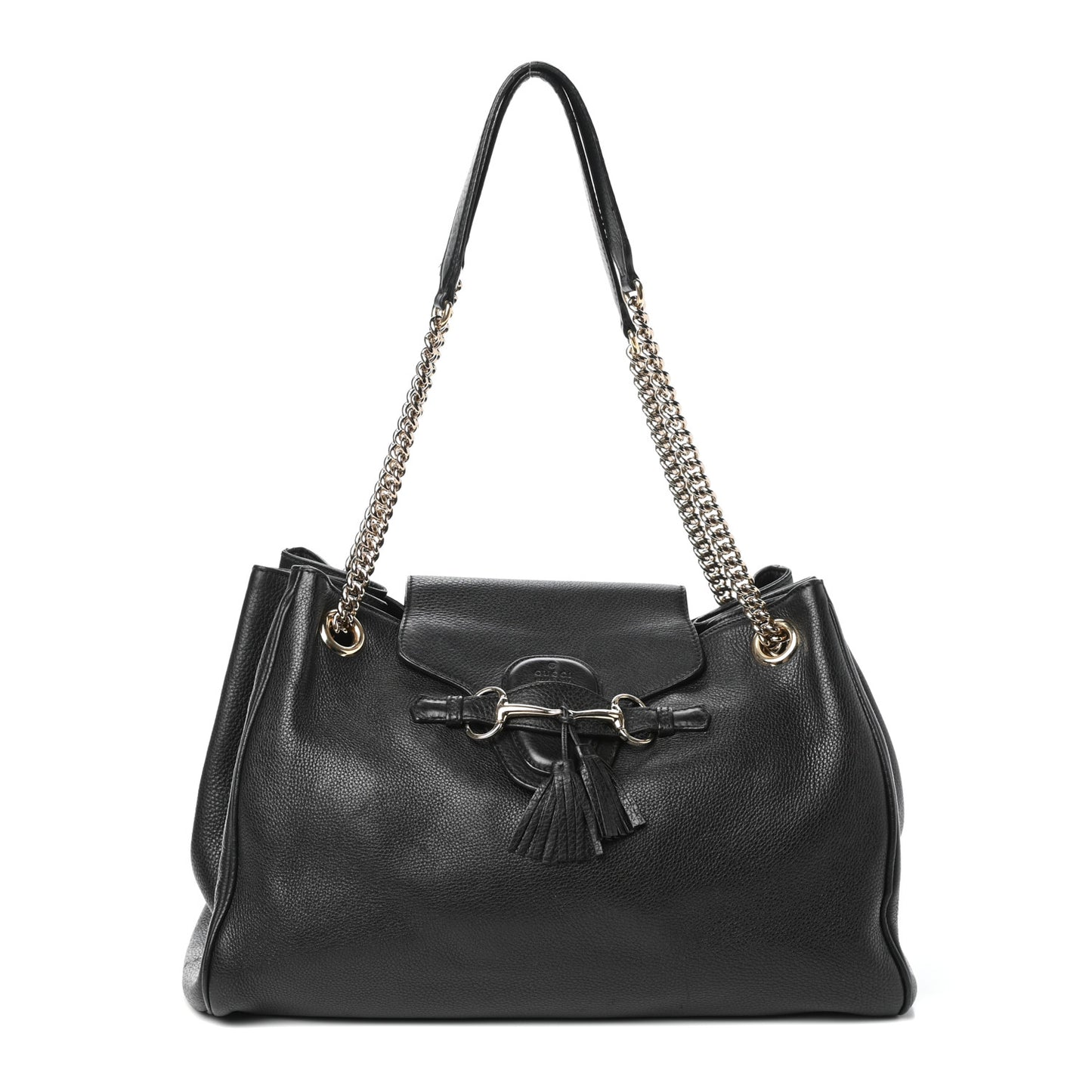 Calfskin Medium Emily Shoulder Bag Black