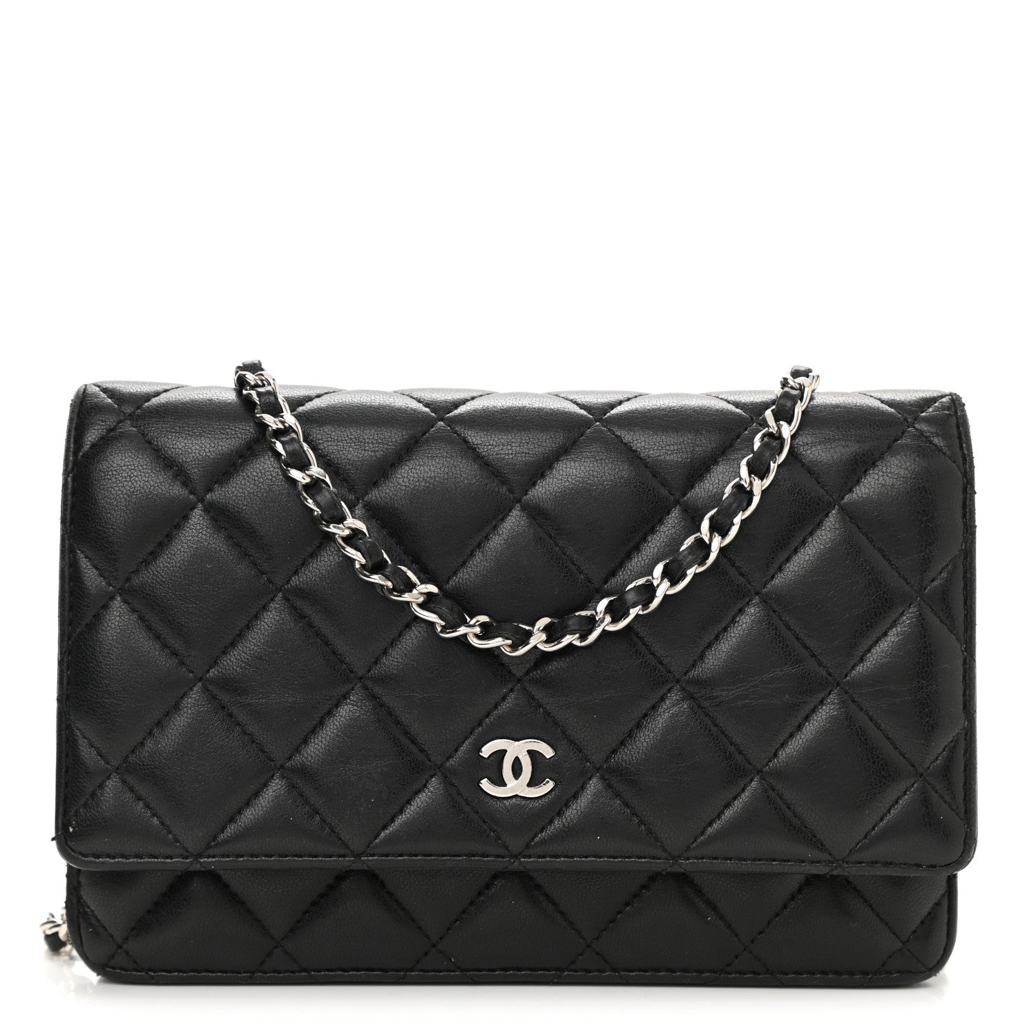 Chanel Lambskin Quilted Wallet On Chain WOC Black 1 of 11