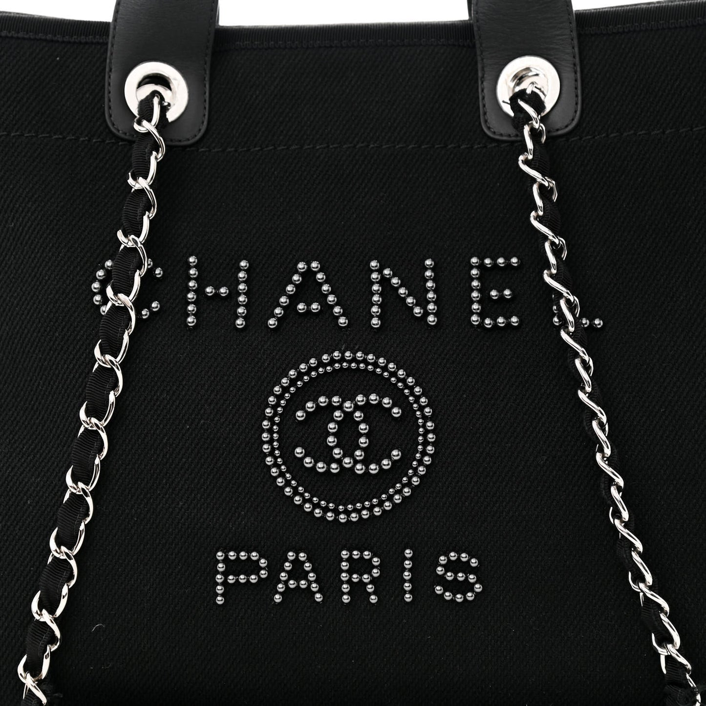 Canvas Pearl Medium Deauville Tote Black