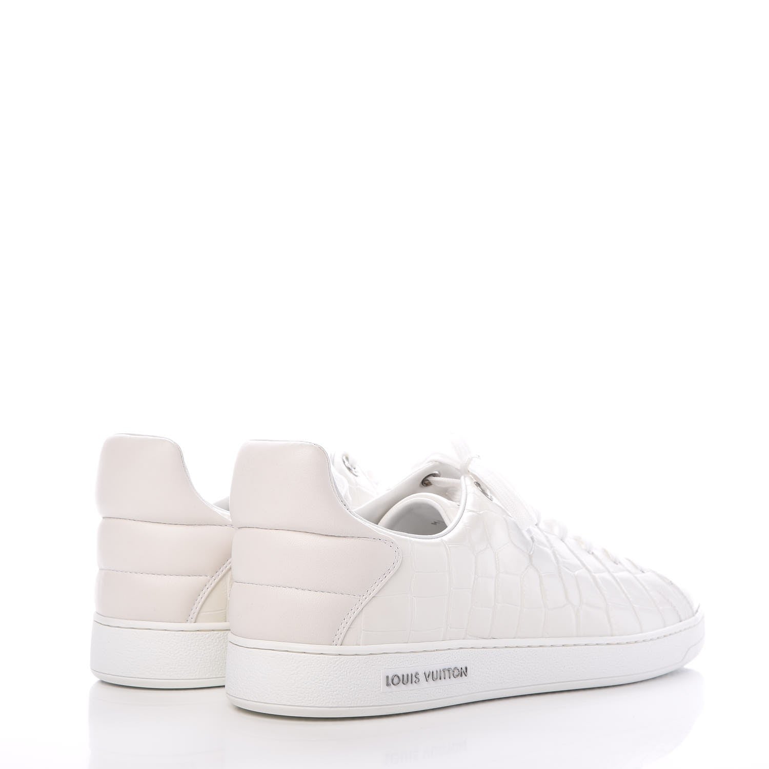 Louis Vuitton Calfskin Crocodile Embossed Frontrow Sneakers 44 White 4 of 9