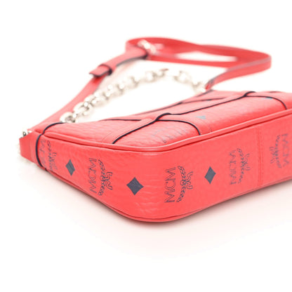 MCM Visetos Mini Aren Chain Crossbody Bag Candy Red 8 of 9