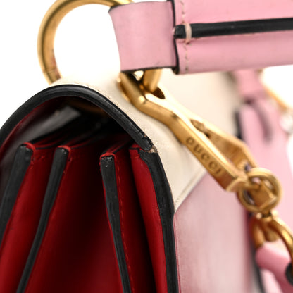 Gucci Calfskin Sylvie Web Small Queen Margaret Top Handle Bag Blue Agata Hibiscus Red Mystic White Sugar Pink 14 of 15