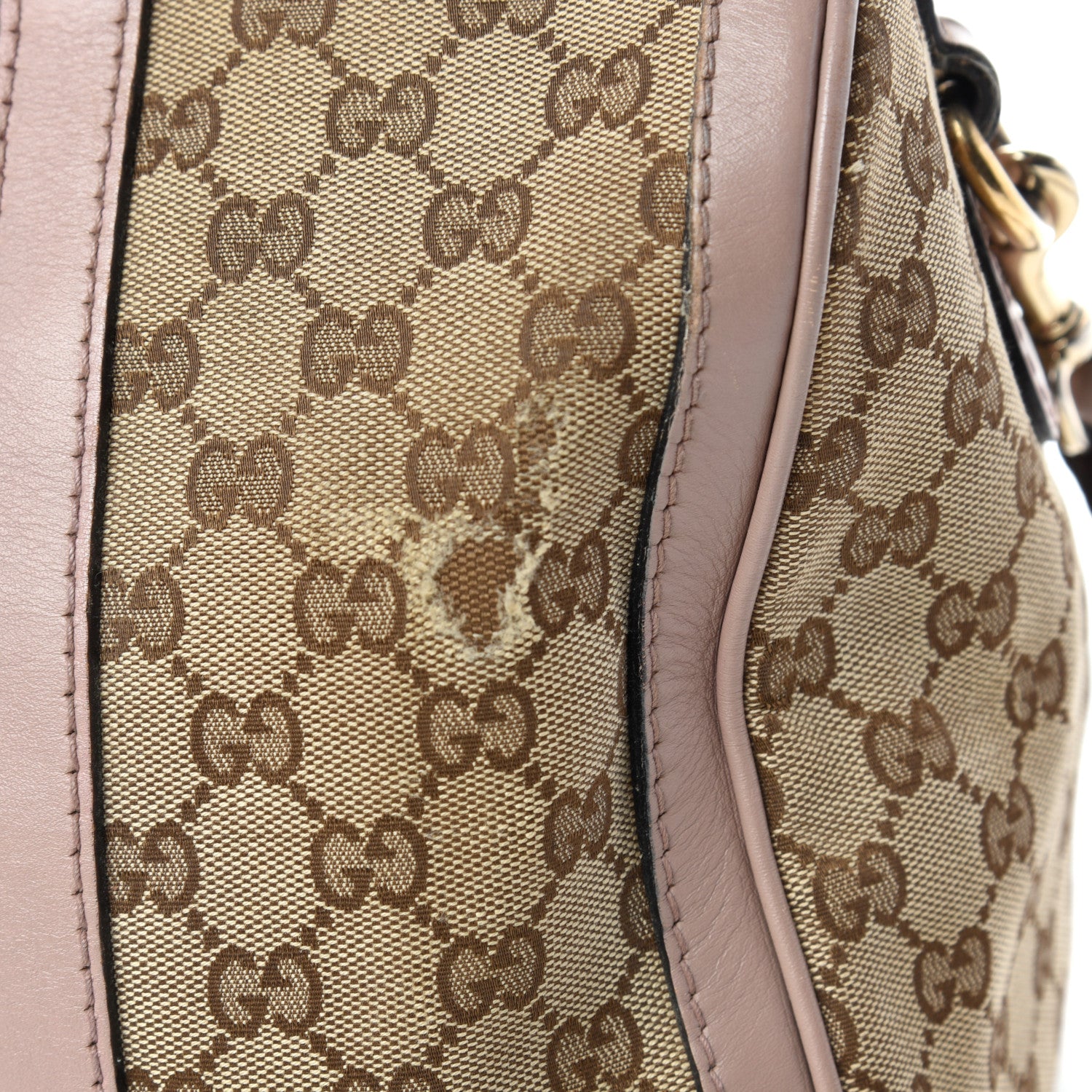 Gucci Monogram Vintage Web Medium Boston Pink Blue 10 of 17