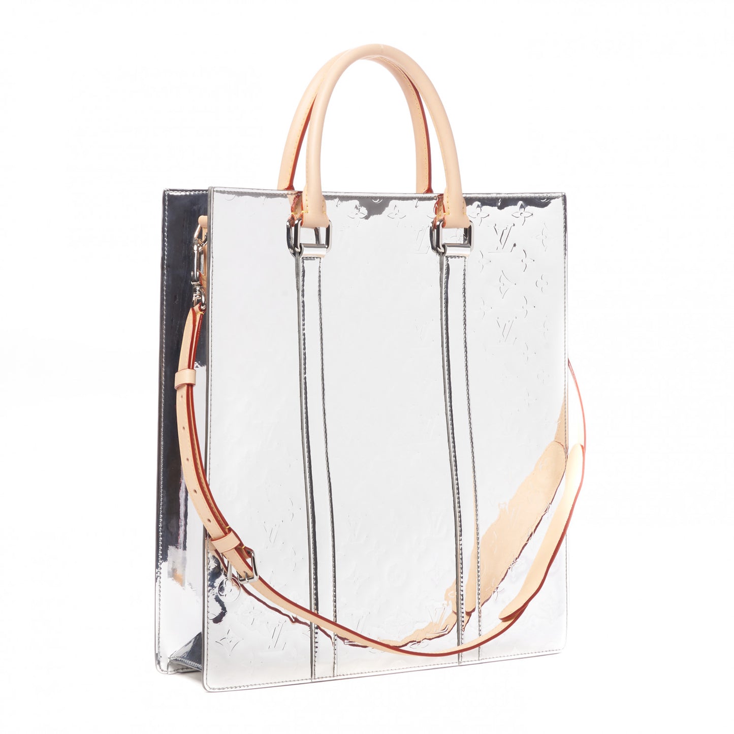 Monogram Mirror Sac Plat NM Silver