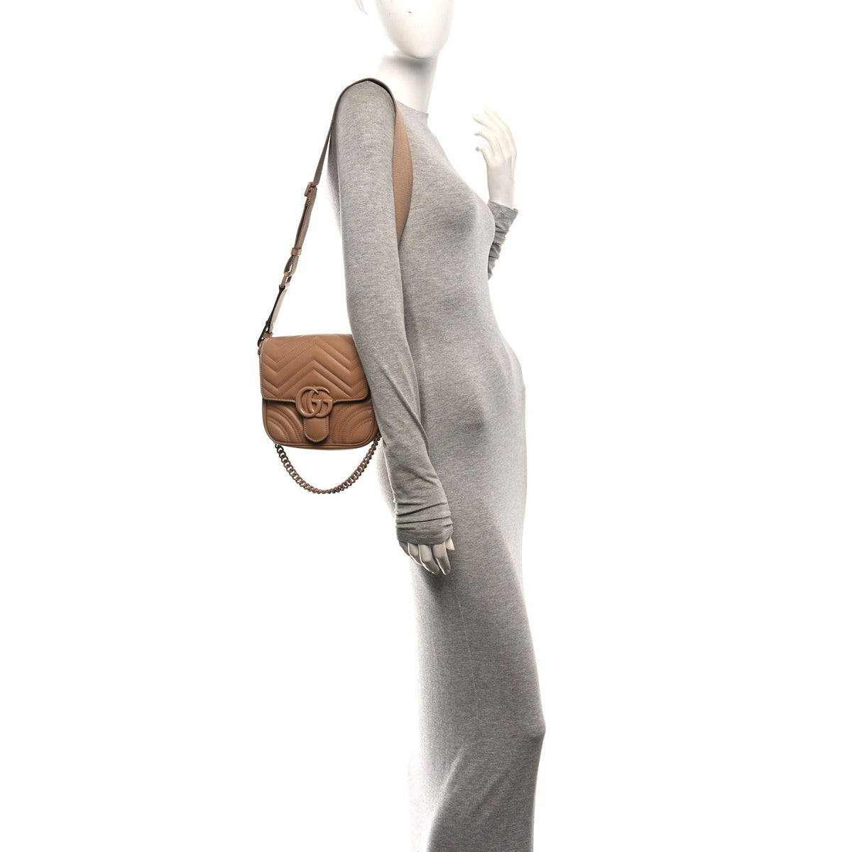 Calfskin Matelasse Monochrome Mini GG Marmont Crossbody Shoulder Bag Camelia Winter Rose