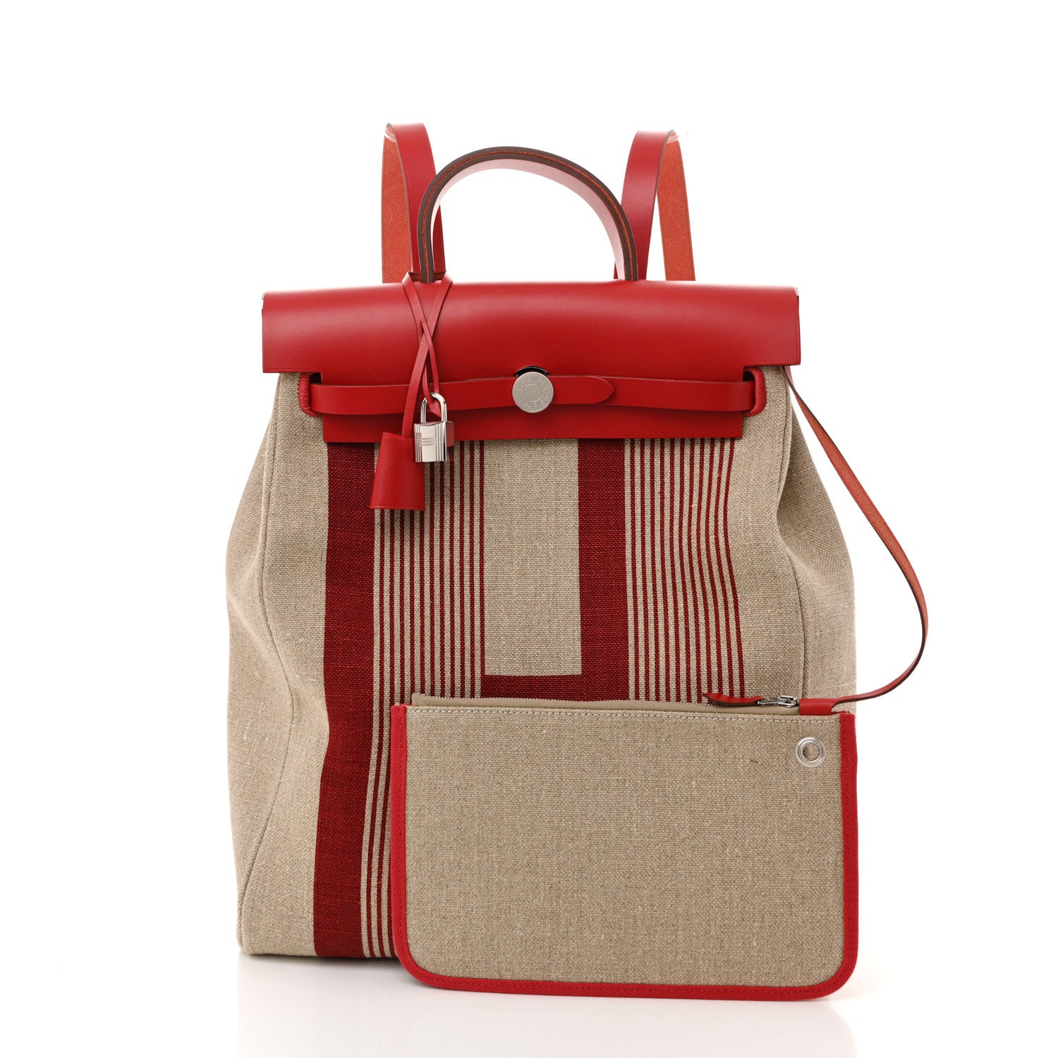 Hermes Vache Hunter Toile H Vibration Herbag a Dos Retourne Backpack Bordeaux Ficelle Rouge Piment 3 of 11